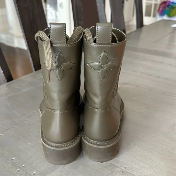 Louis Vuitton green khaki combat military weather boot bootie sz 38 with box - Picture 7 of 10